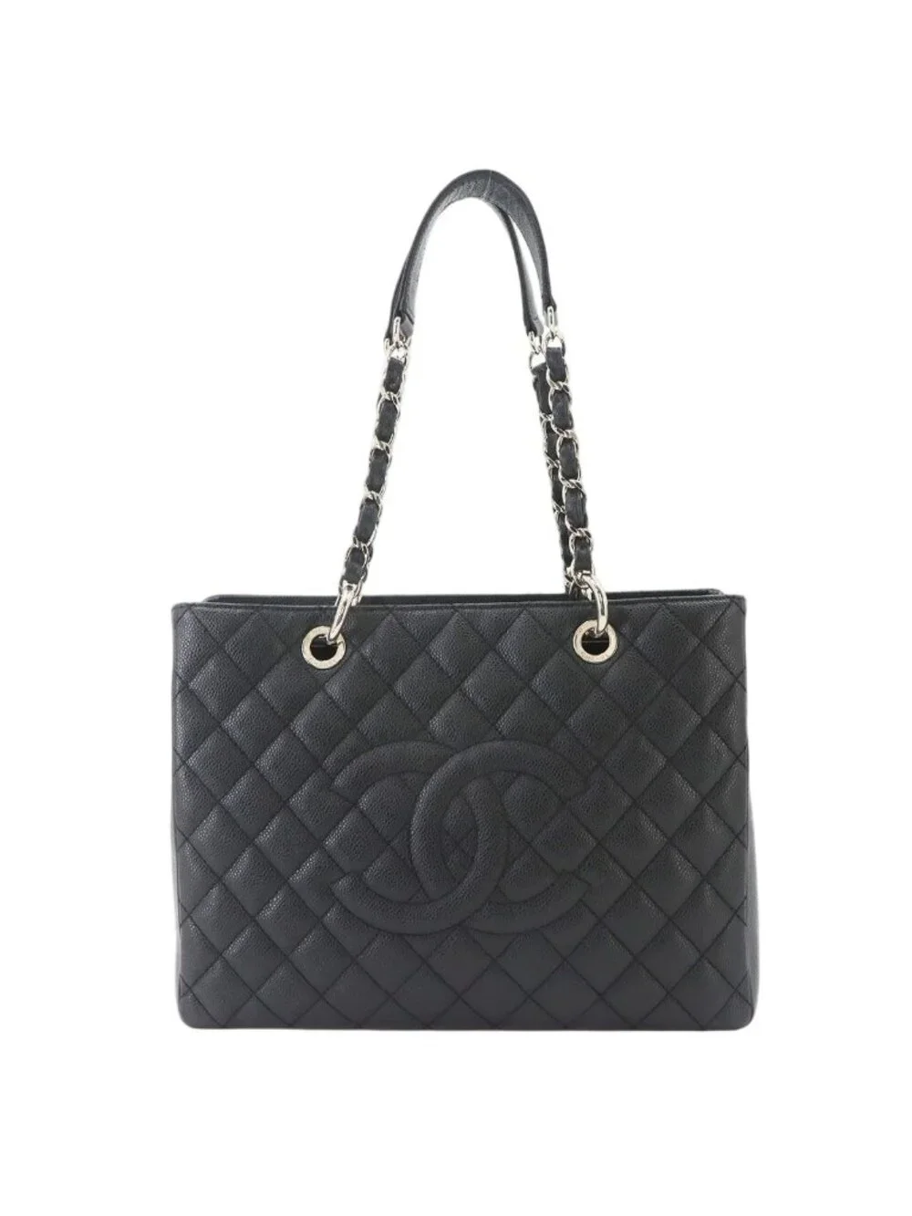 Chanel Quilted Grand Shopping Chain Tote Bag GST Caviar Leather Black